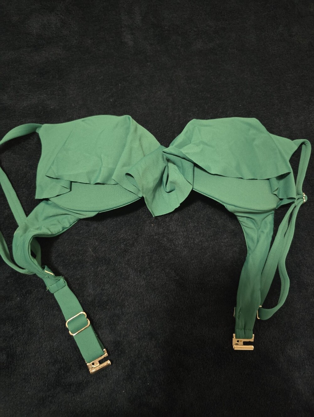 Green Ruffle Bikini Top